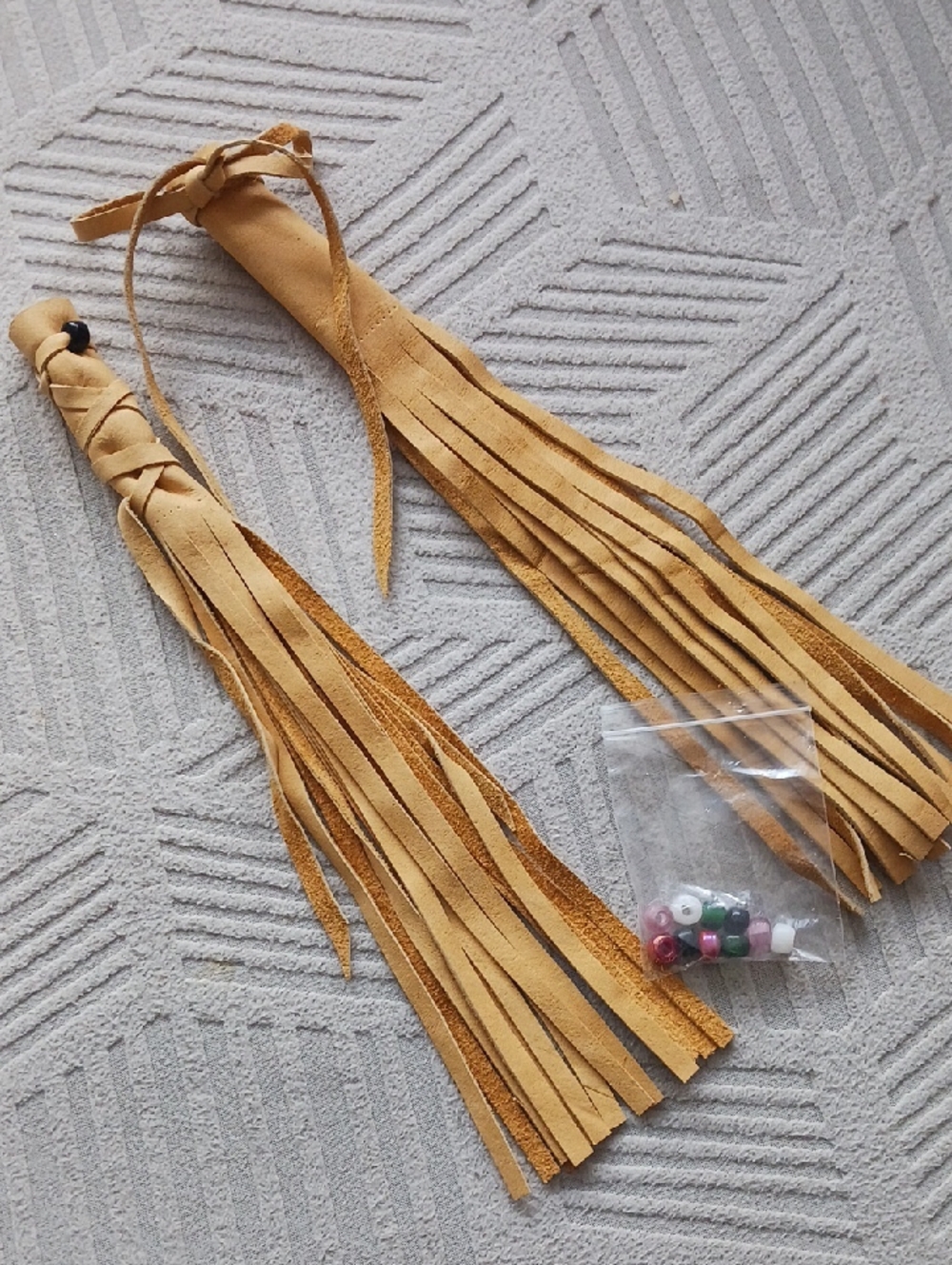 Suede Tassel Hair Accessories in Tan - Women Accessories